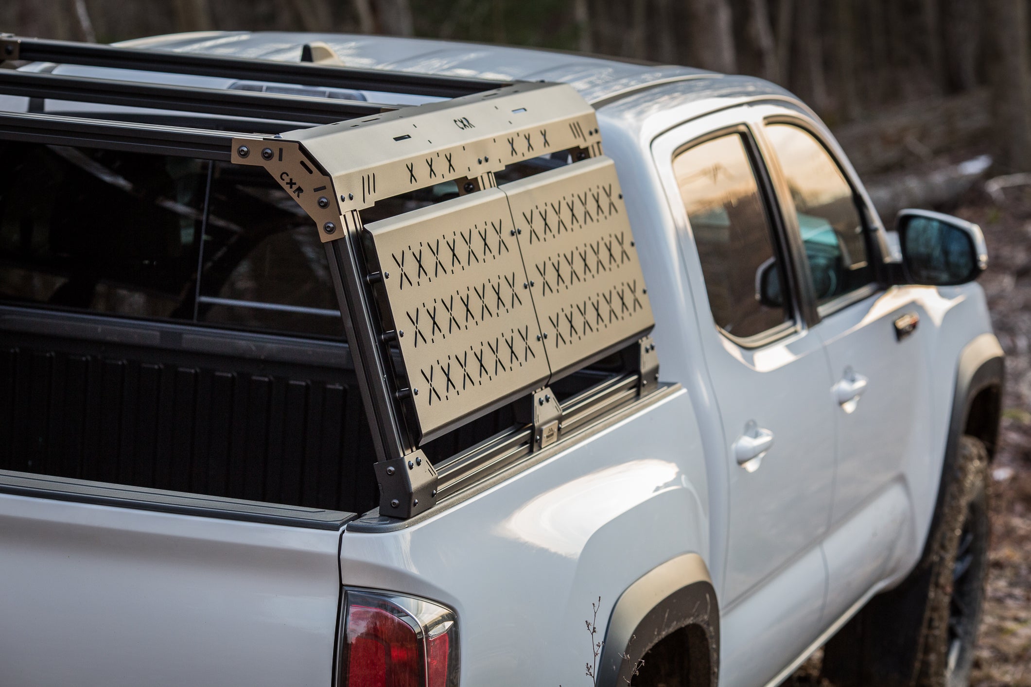 Toyota Tacoma with full height truck bed rack
